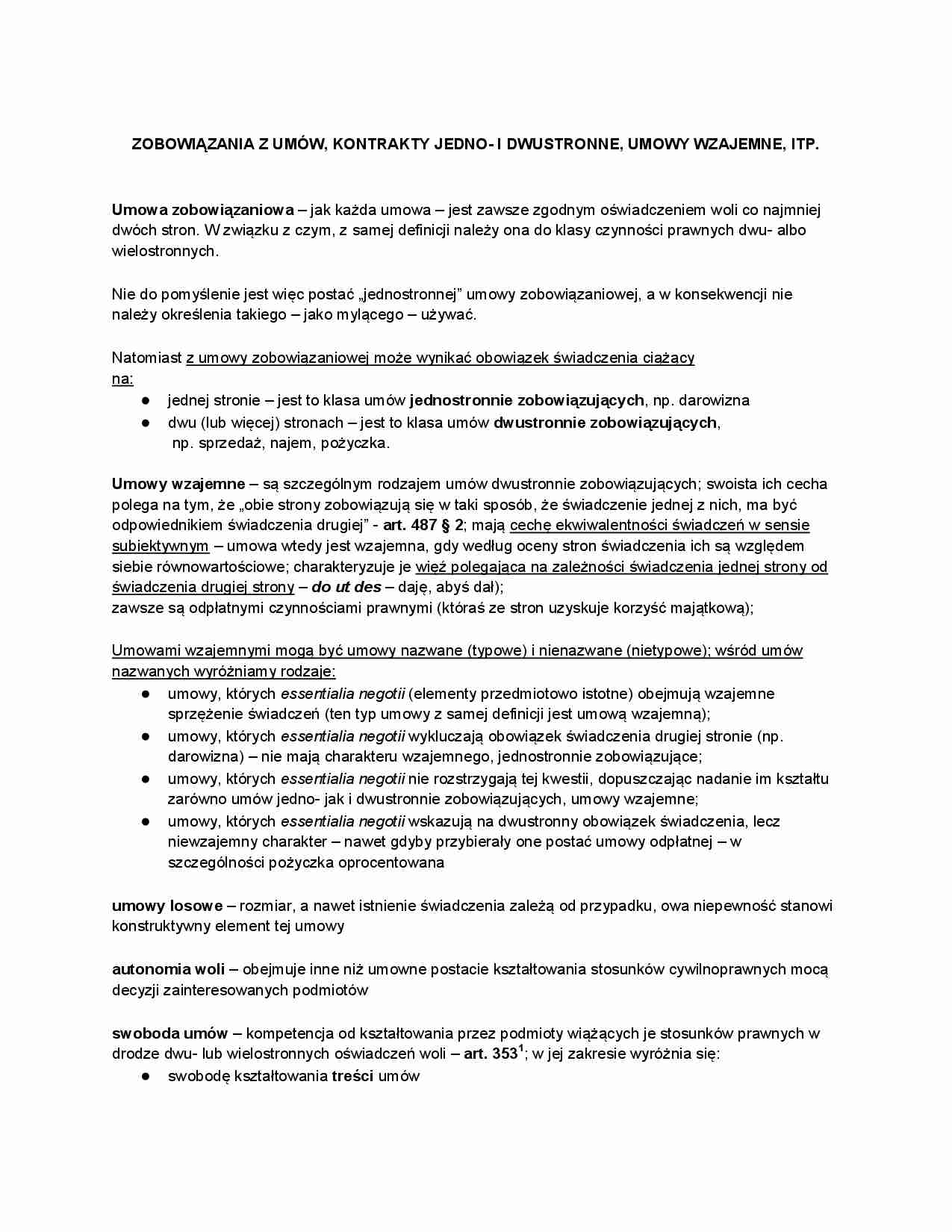 Zobowiązania z umów - strona 1