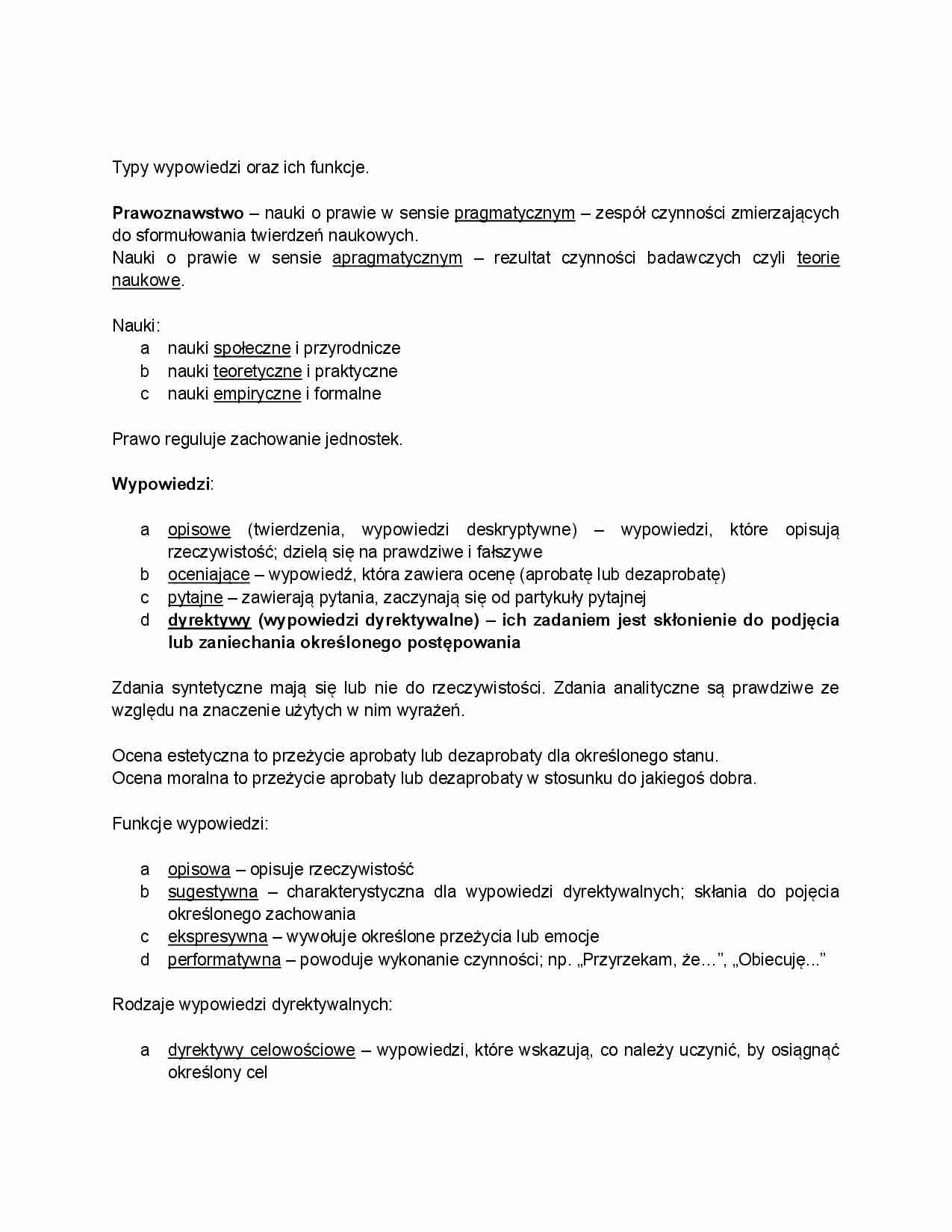 Typy wypowiedzi i ich funkcje - strona 1