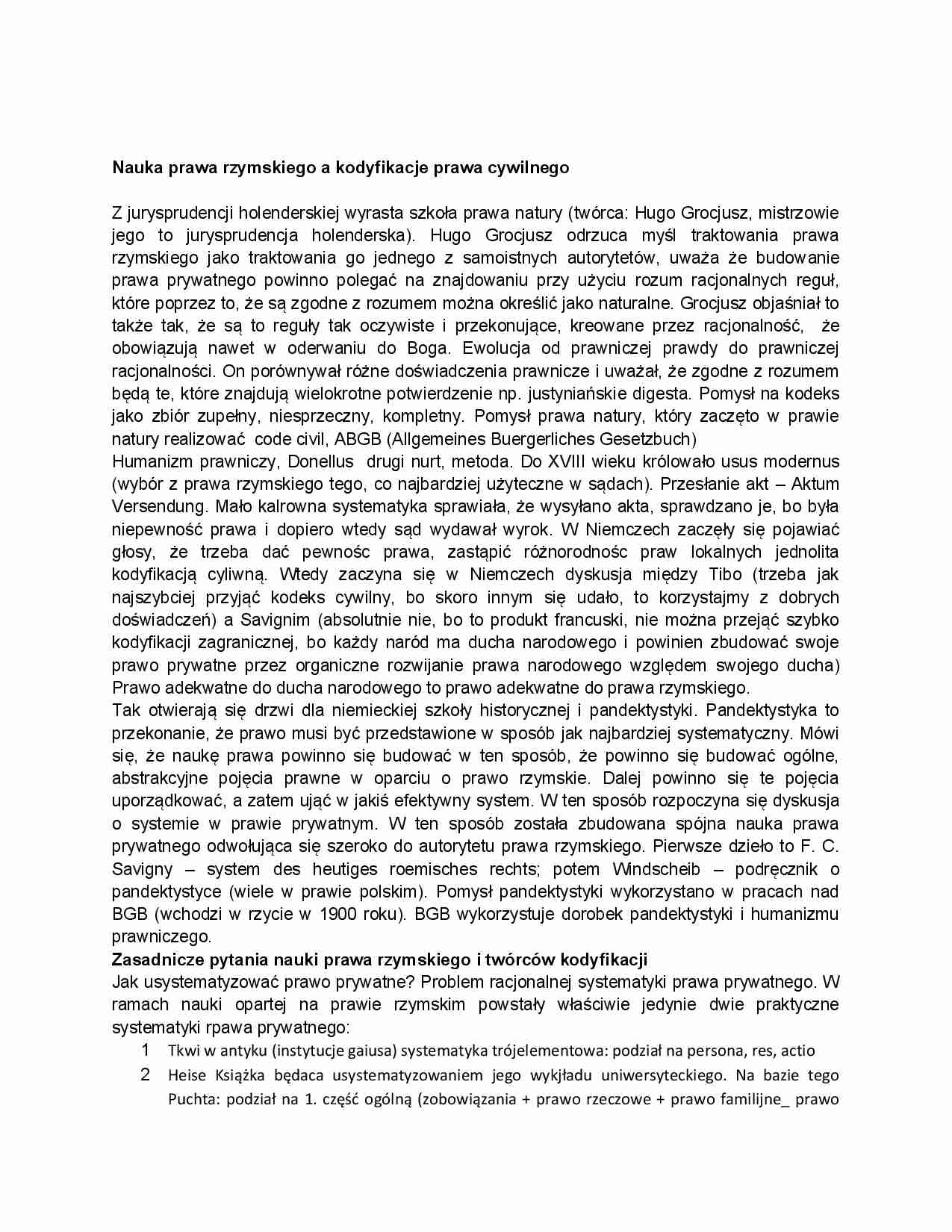 Prawo rzymskie a kodyfikacje prawa cywilnego I - strona 1