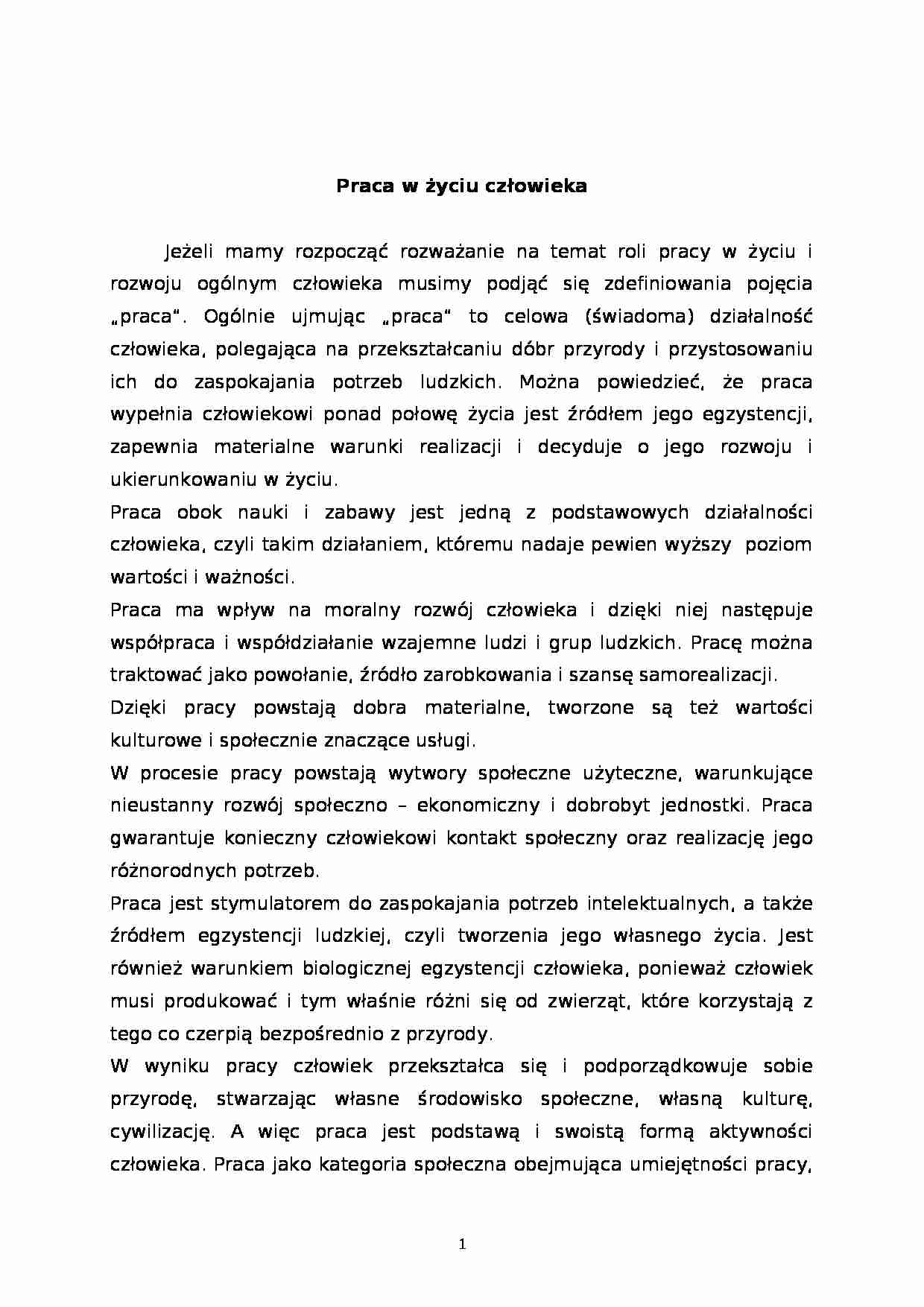 Praca w życiu człowieka - strona 1