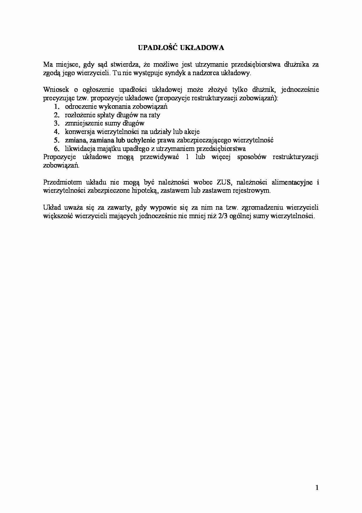 Upadłość układowa - strona 1
