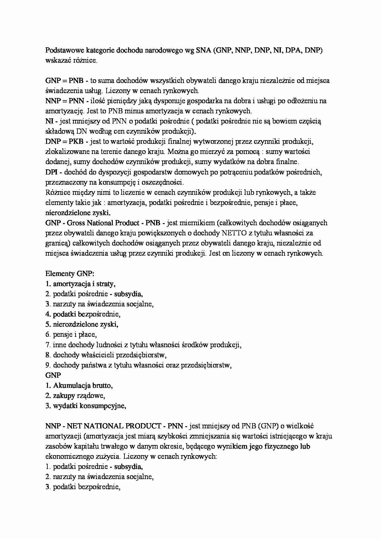Podstawowe kategorie dochodu narodowego - strona 1