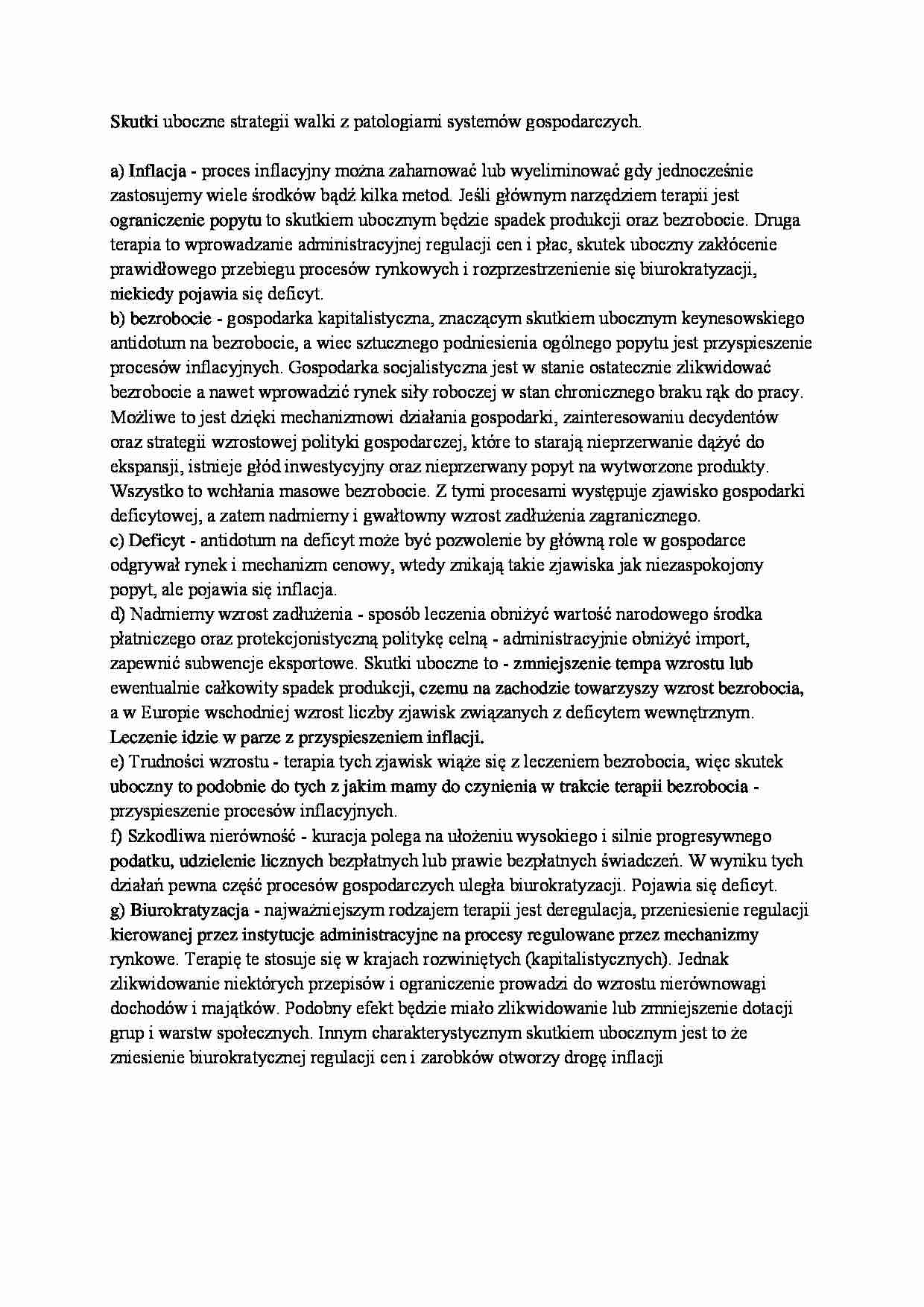 Skutki uboczne strategii walki z patologiami systemów gospodarczych - strona 1