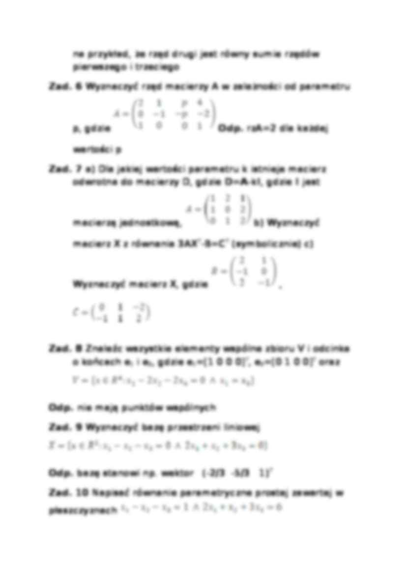 Zadania z algebry liniowej - strona 2