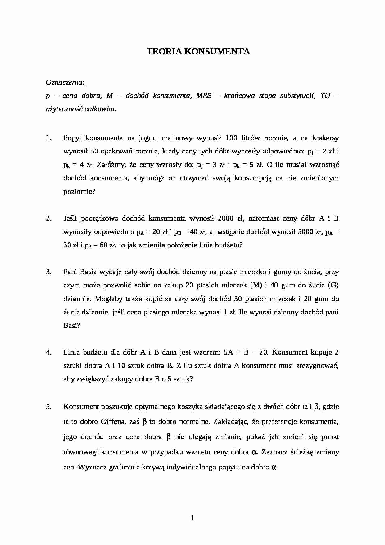 Teoria konsumenta - strona 1