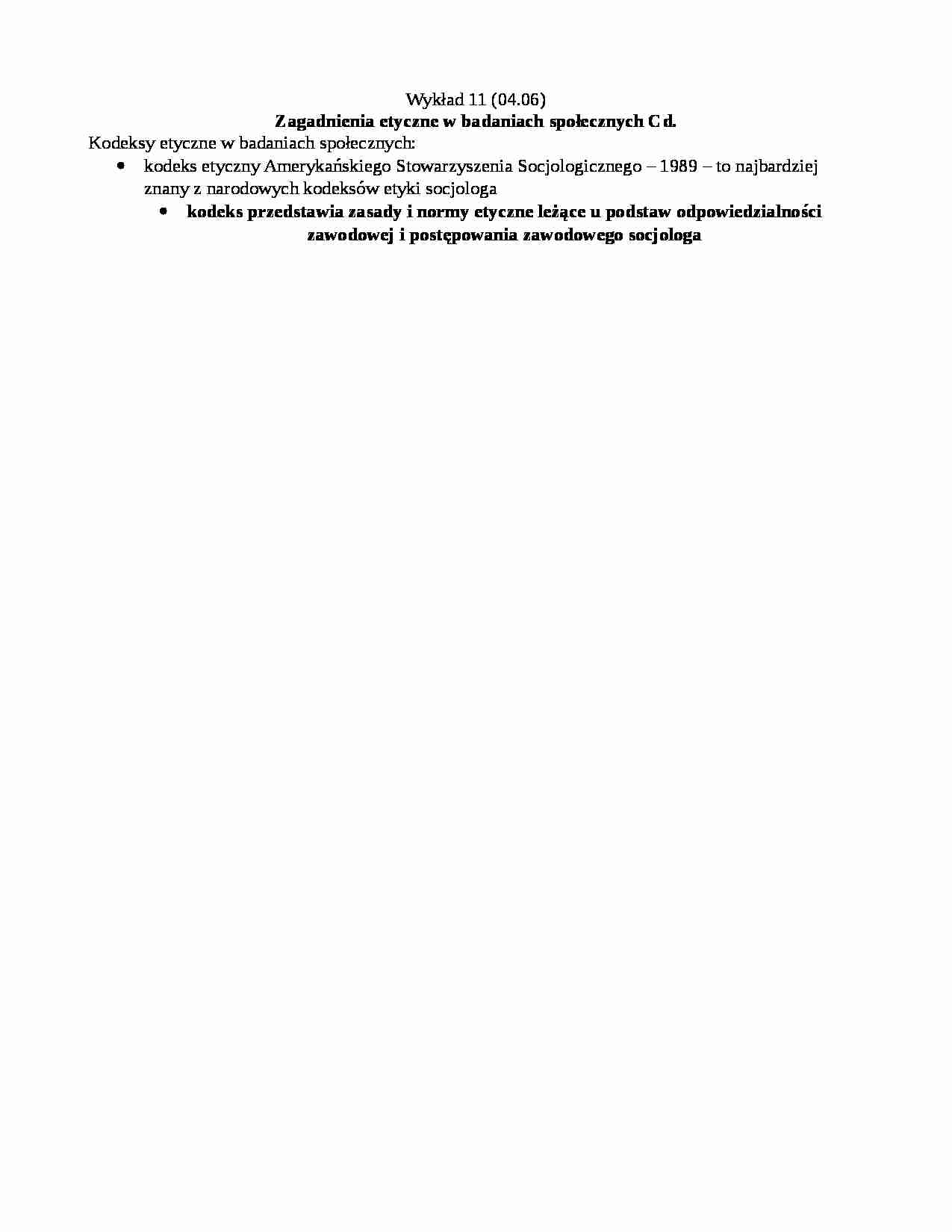 Wykład 12 z etyki pracy socjologa - strona 1