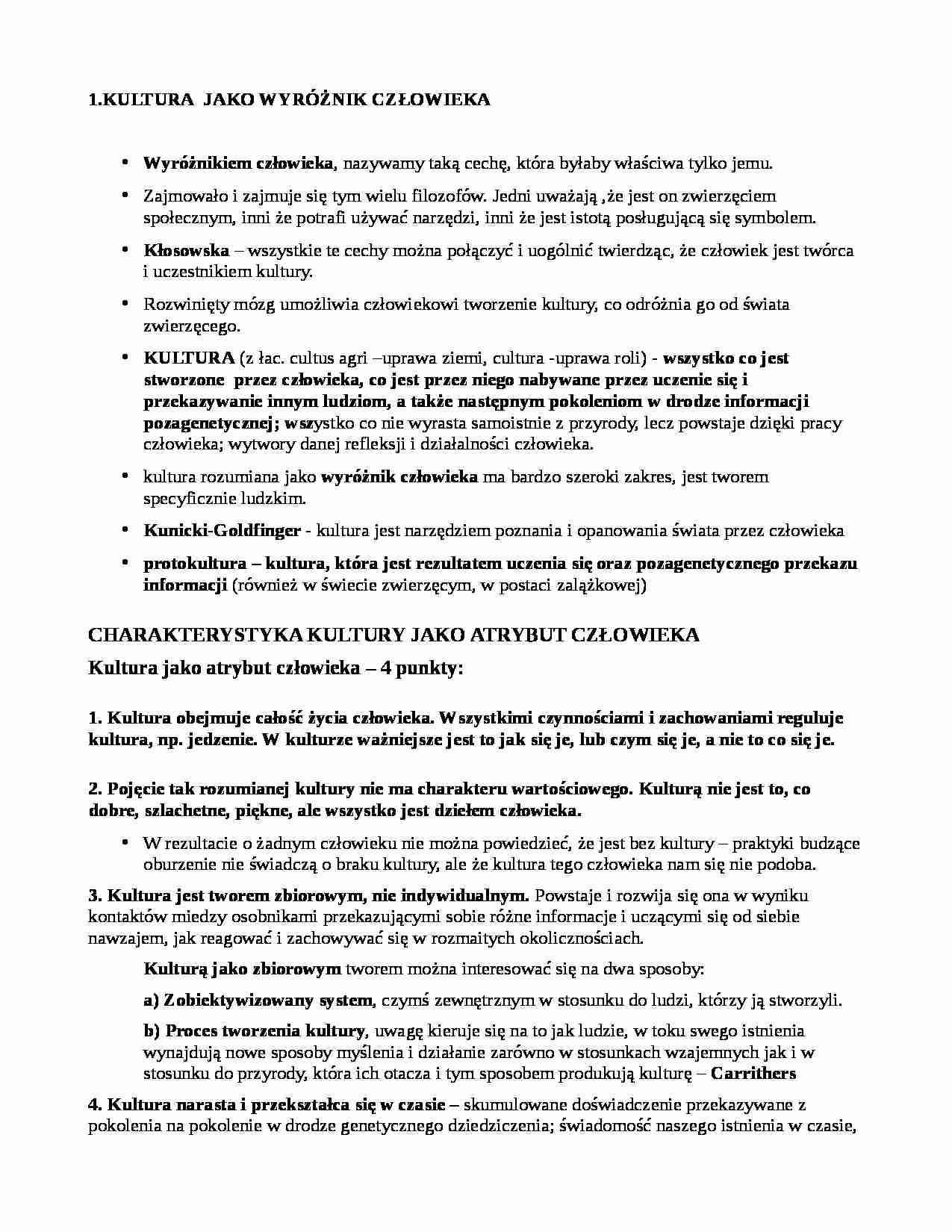 Kultura jako wyróźnik człowieka - strona 1