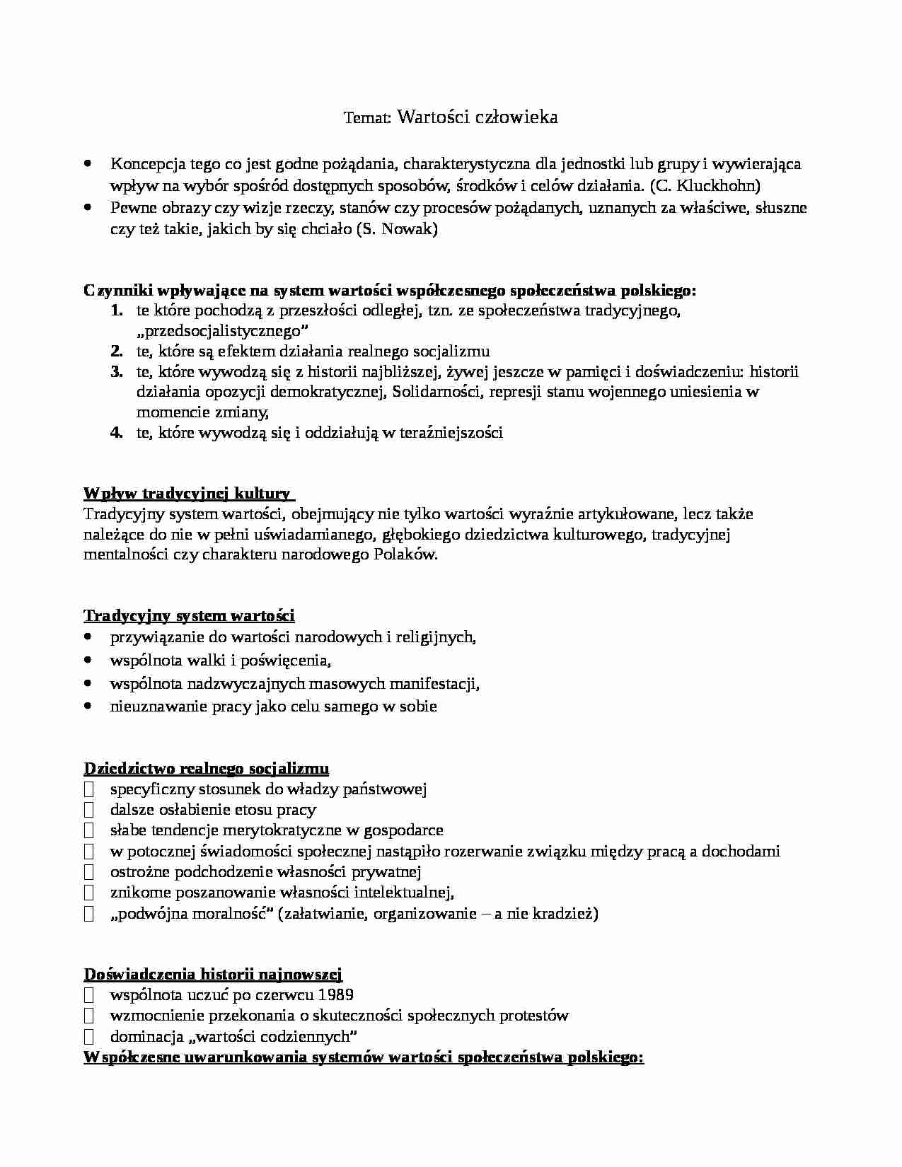 Wartość człowieka - strona 1