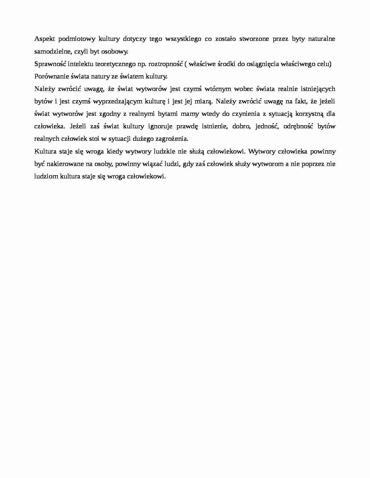 Filozofia kultury - notatki z wykładu 2 - strona 1