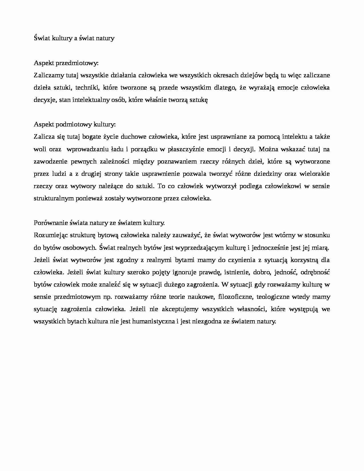 Filozofia kultury - notatki z wykładu 5 - strona 1
