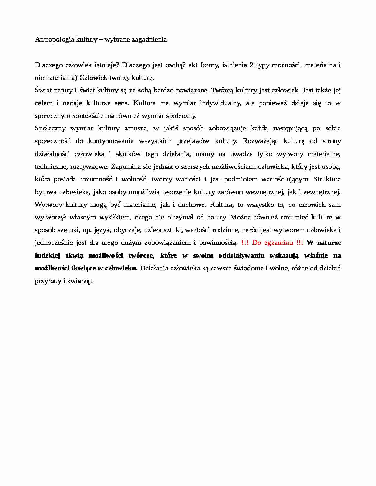 Filozofia kultury - notatki z wykładu 9 - strona 1