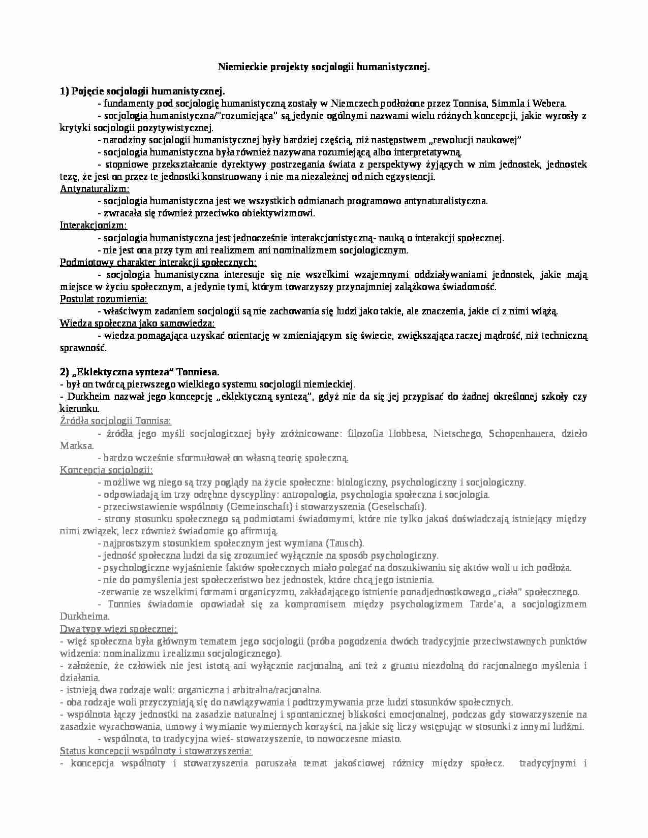 Niemieckie projekty socjologii humanistycznej - strona 1
