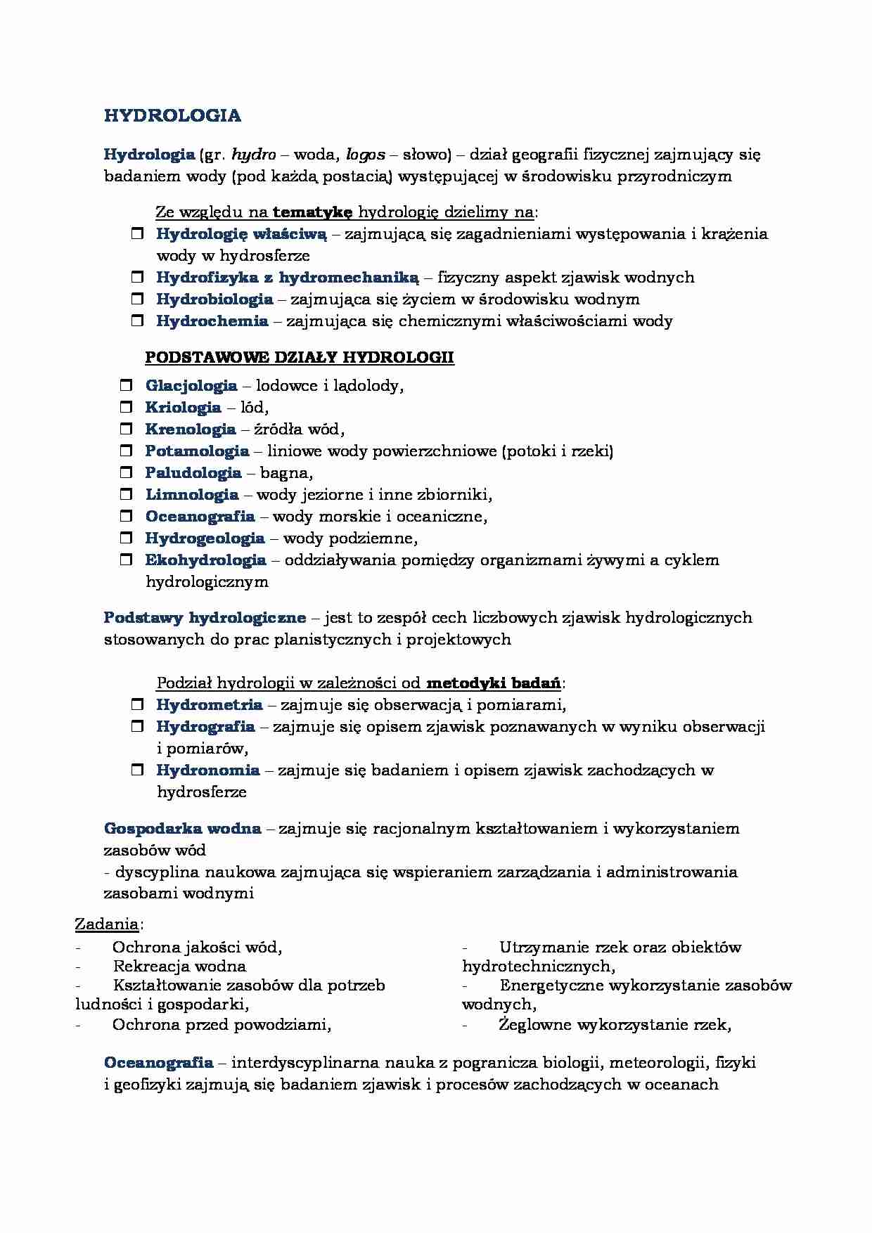 wprowadzenie do Hydrologii - strona 1