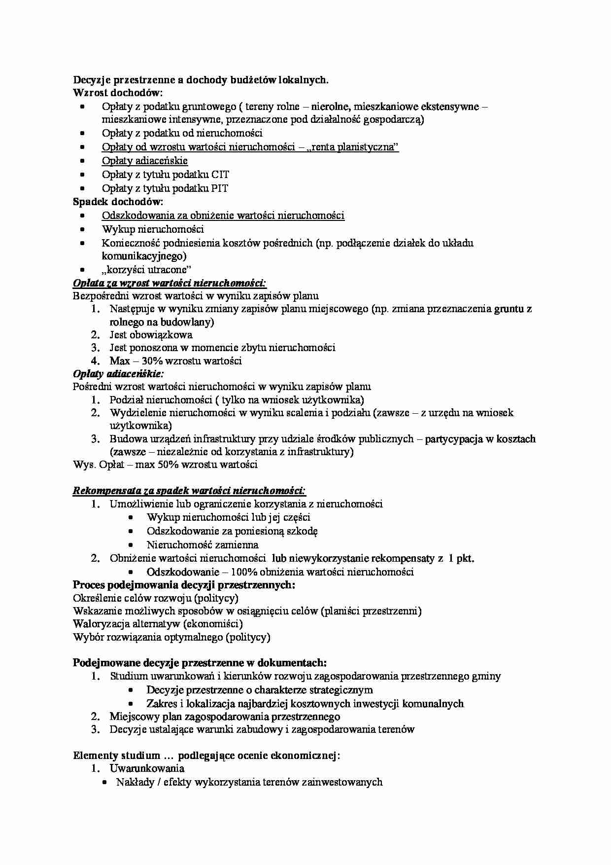 Decyzje przestrzenne a budżet - strona 1