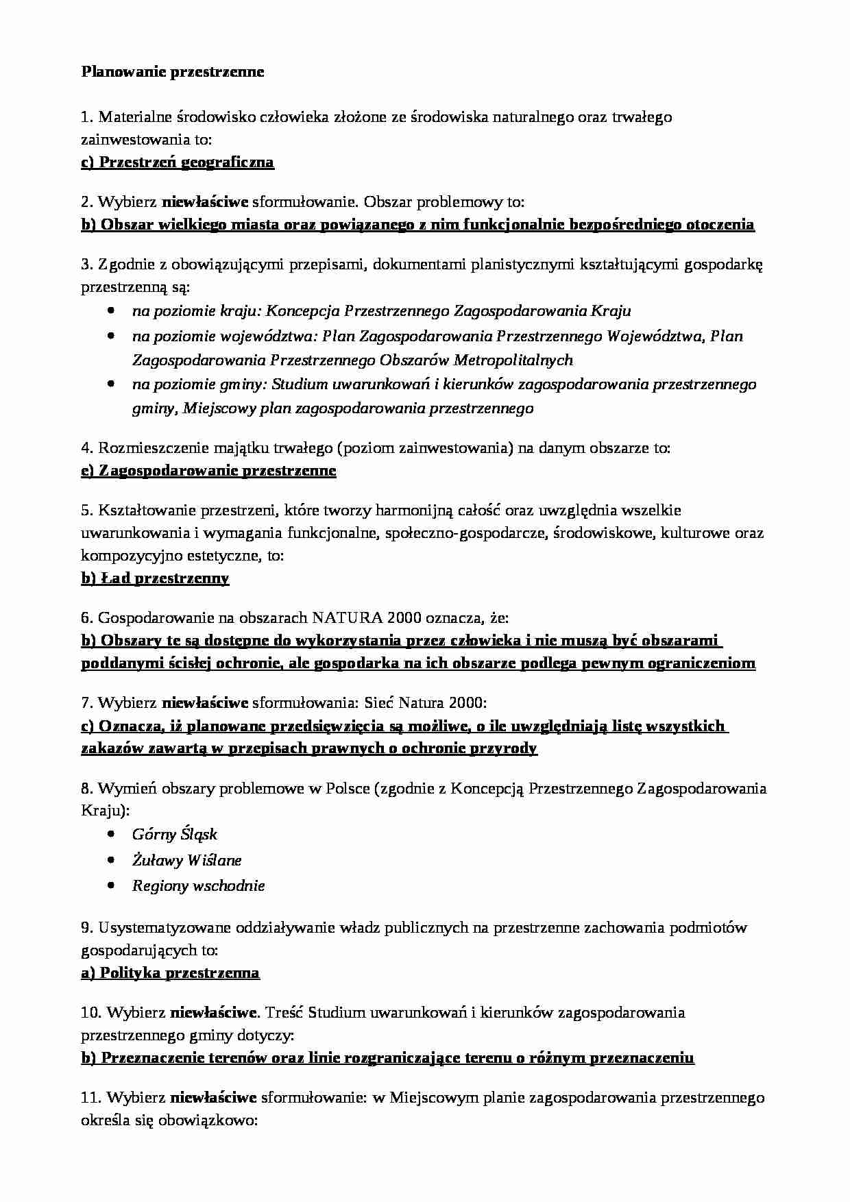 Egzamin-Planowanie przestrzenne - strona 1