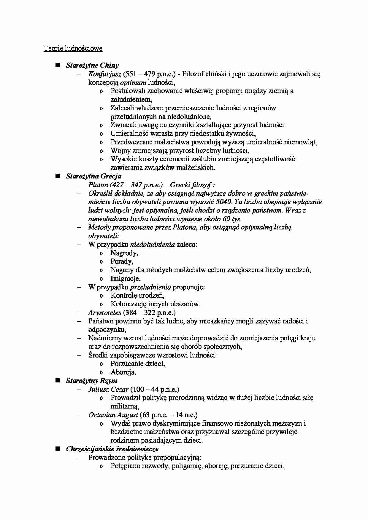 Teorie ludnościowe - strona 1