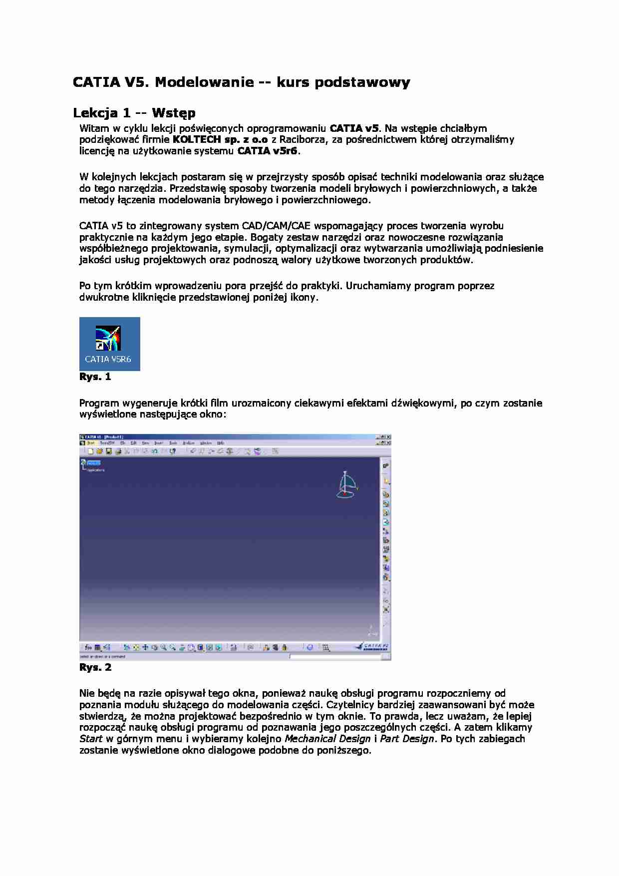 CATIA V5 kurs podstawowy - modelowanie - strona 1