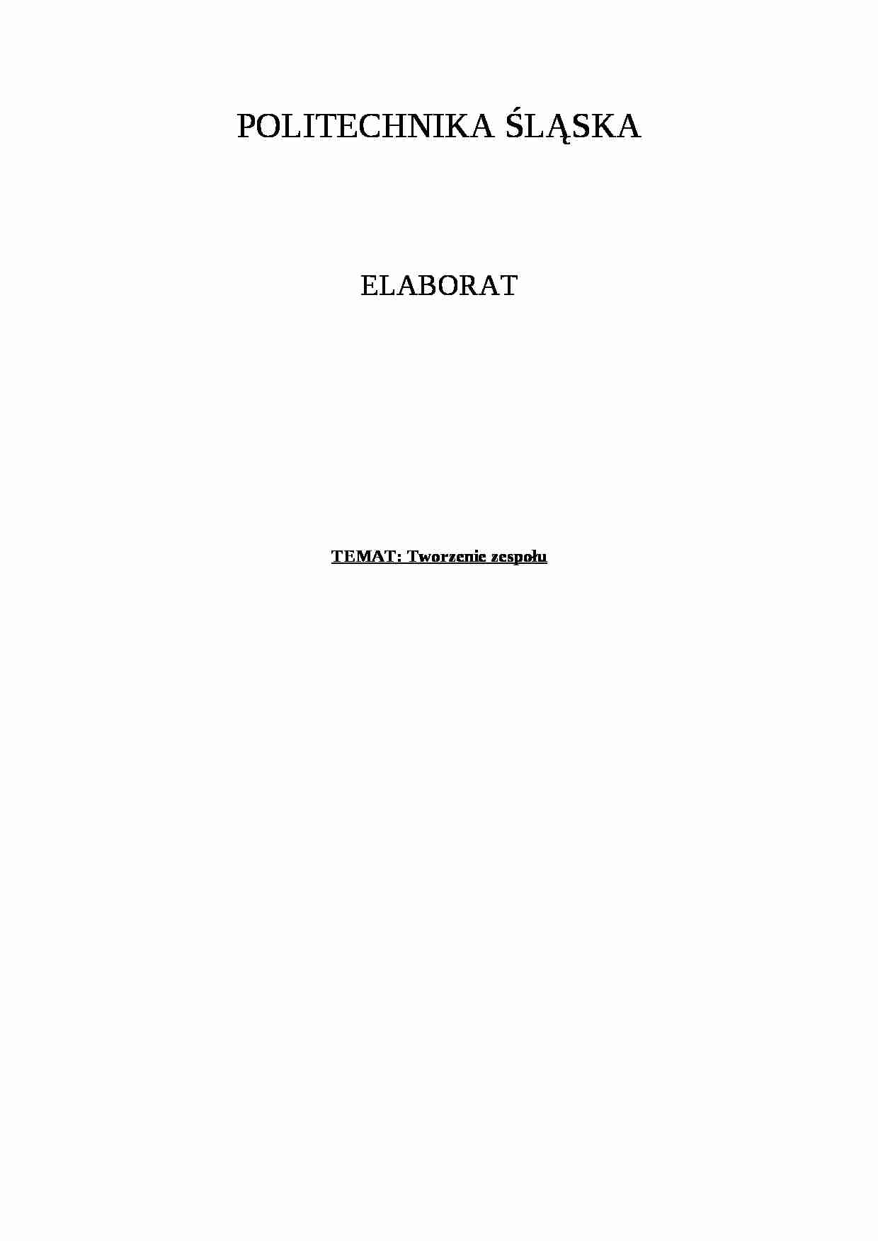 Tworzenie zespołu -  elaborat - strona 1