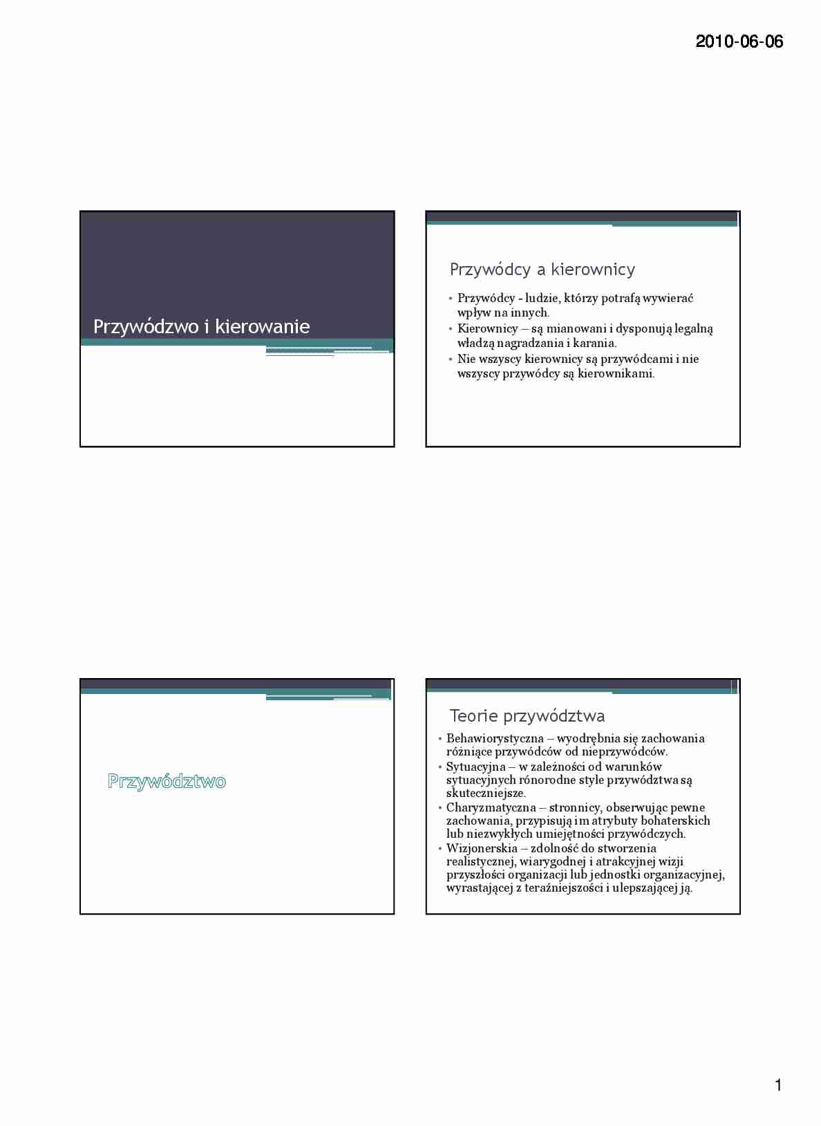 Przywództwo i kierowanie - strona 1
