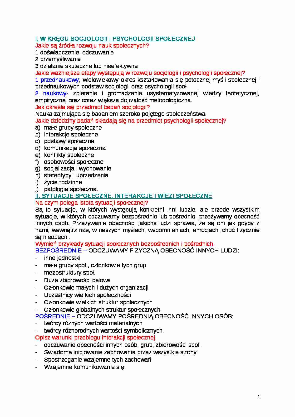 Socjologia i psychologia społeczna - strona 1