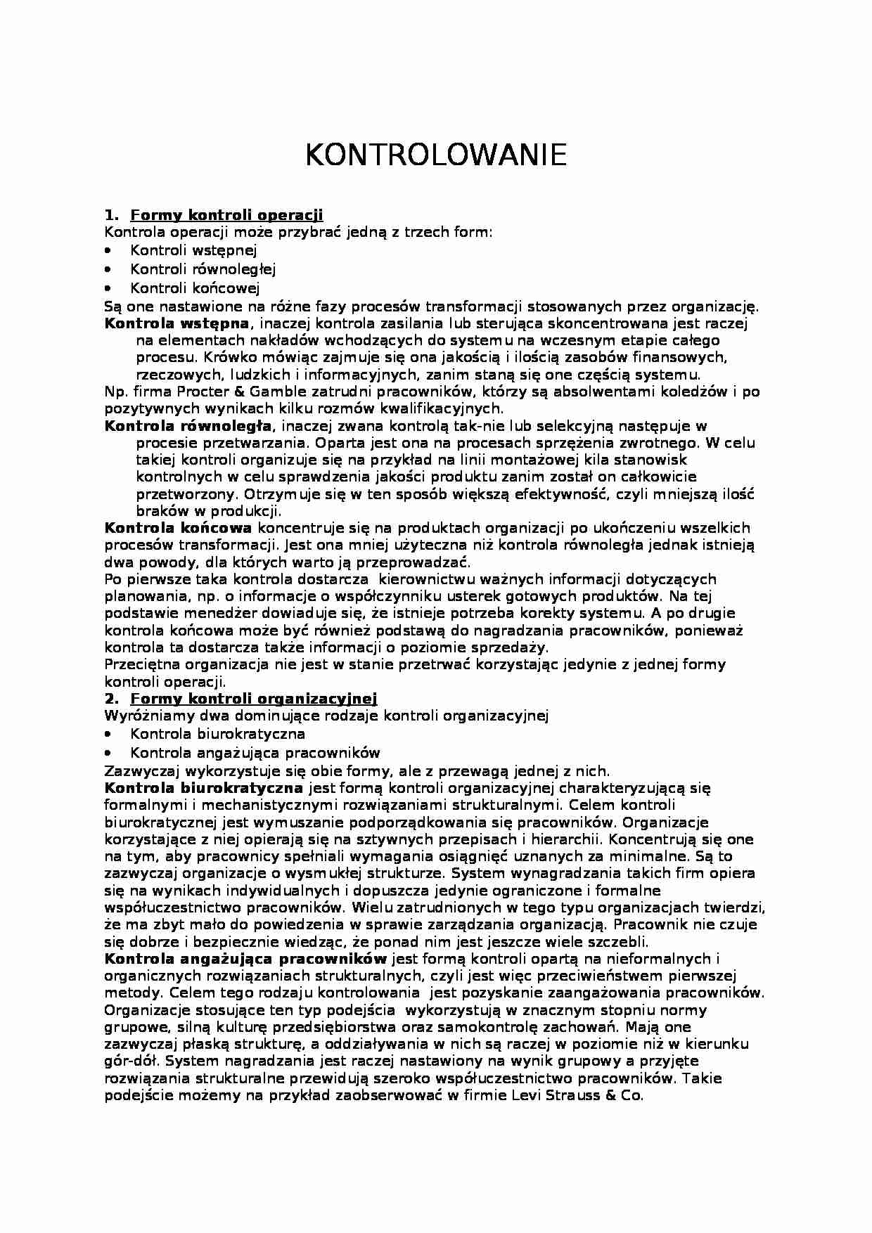 Kontrolowanie - Kontrola wstępna - strona 1