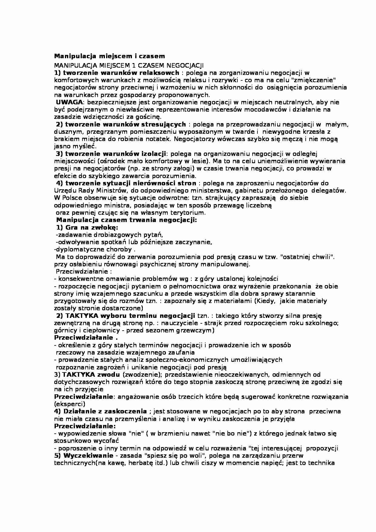 Negocjacje w biznesie - Manipulacja - strona 1