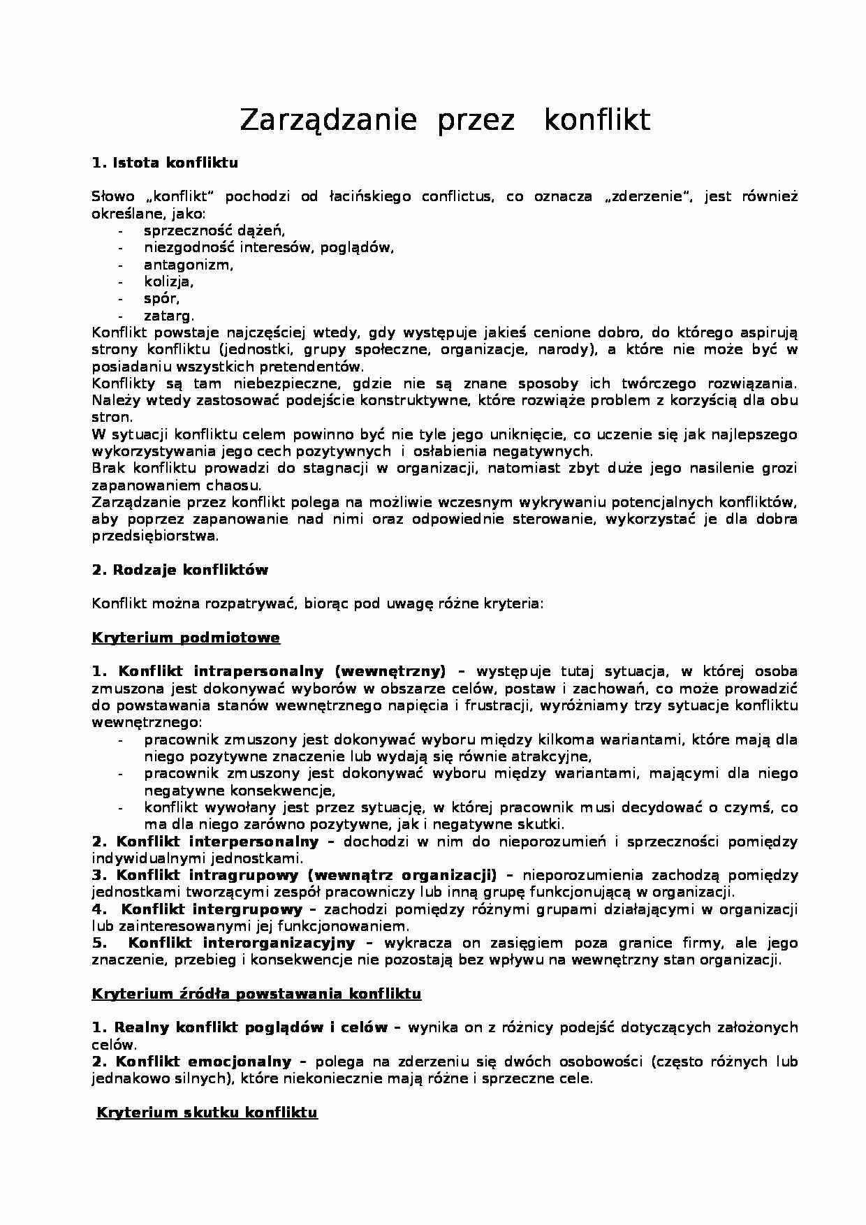Zarządzanie przez konflikt - strona 1