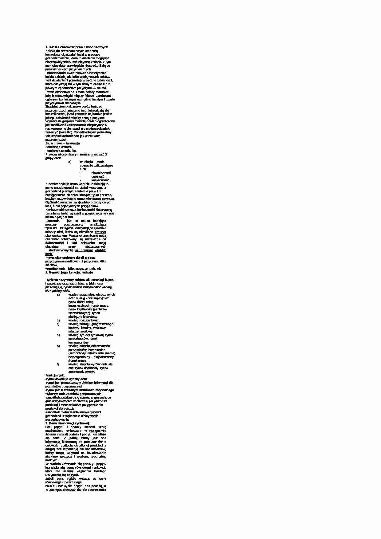 Opracowane pytania na egzamin z mikroekonomii - strona 1