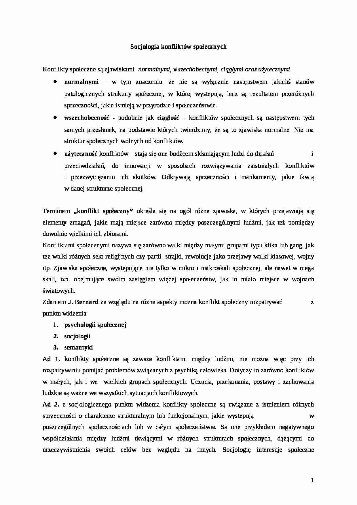 Socjologia konfliktów społecznych - strona 1
