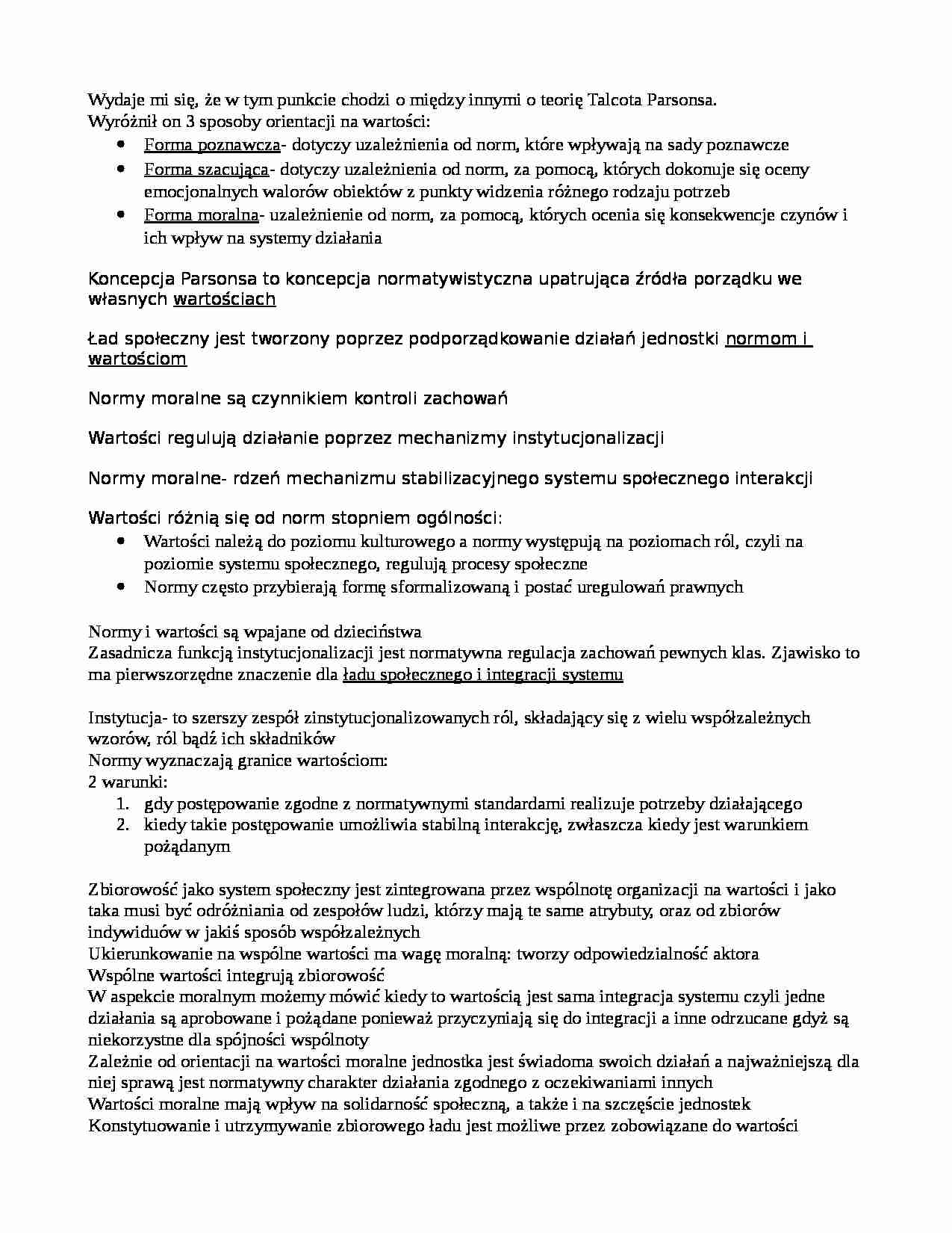 Socjologia moralności - wykład 6 - strona 1