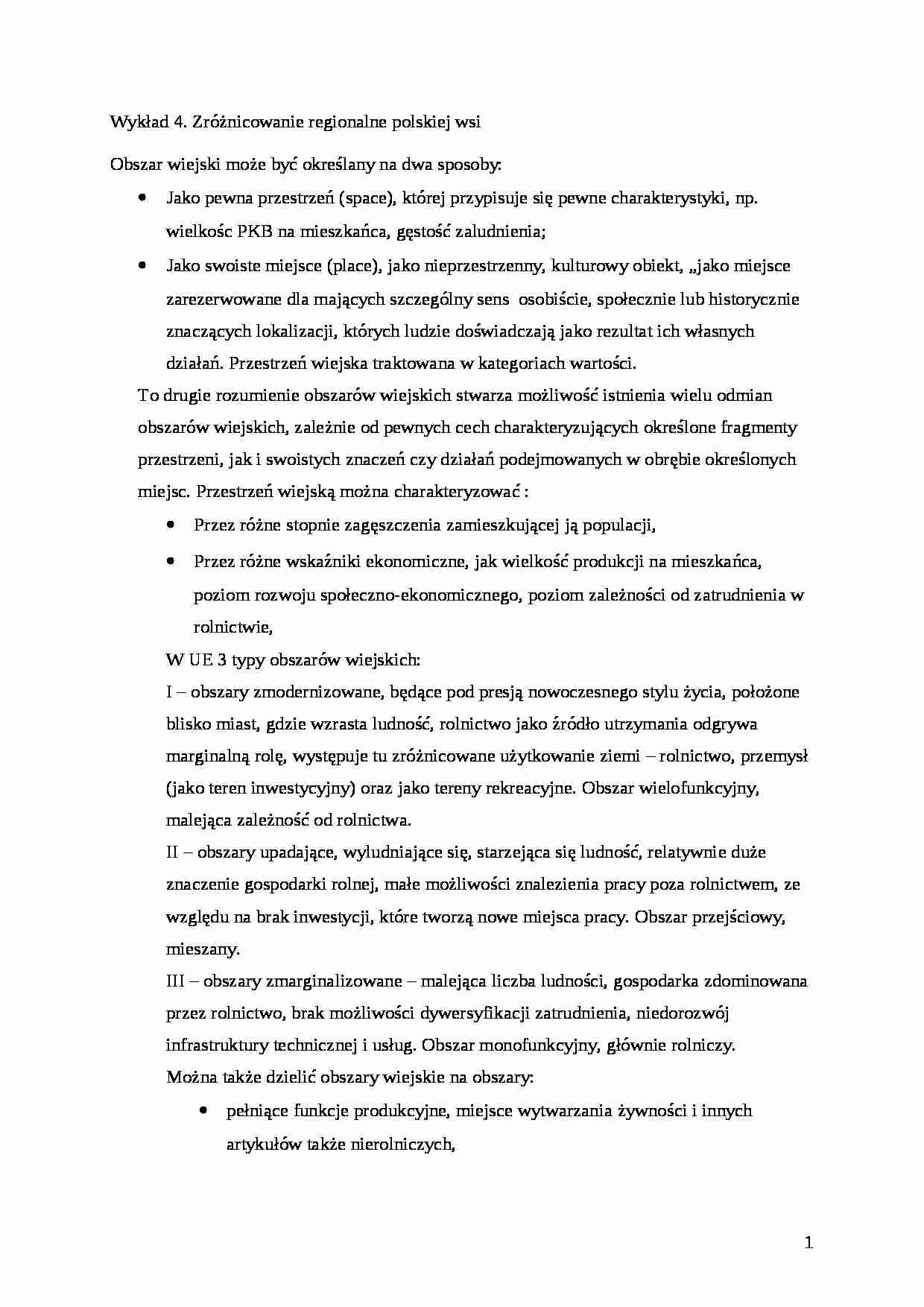 Socjologia wsi - wykład 4 (1) - strona 1