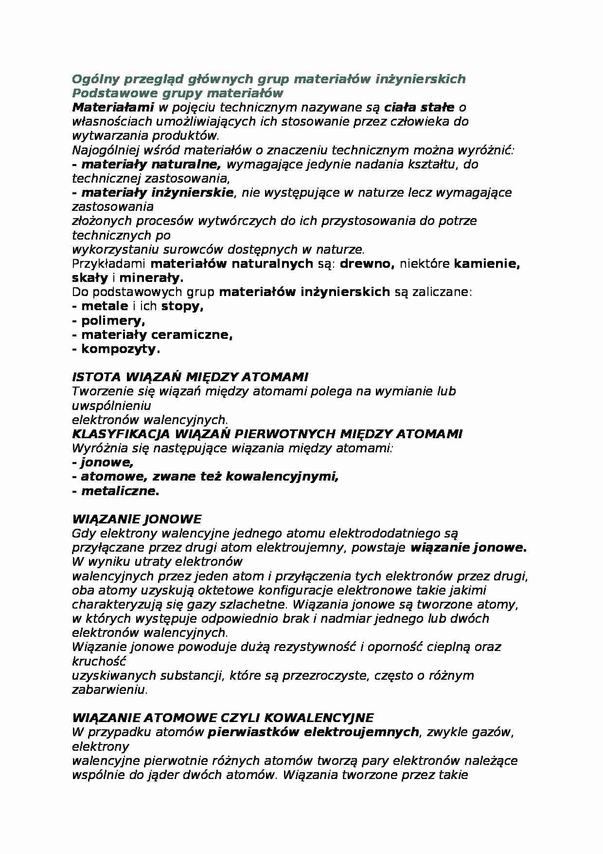 Materiałoznastwo - wykład 4 - strona 1