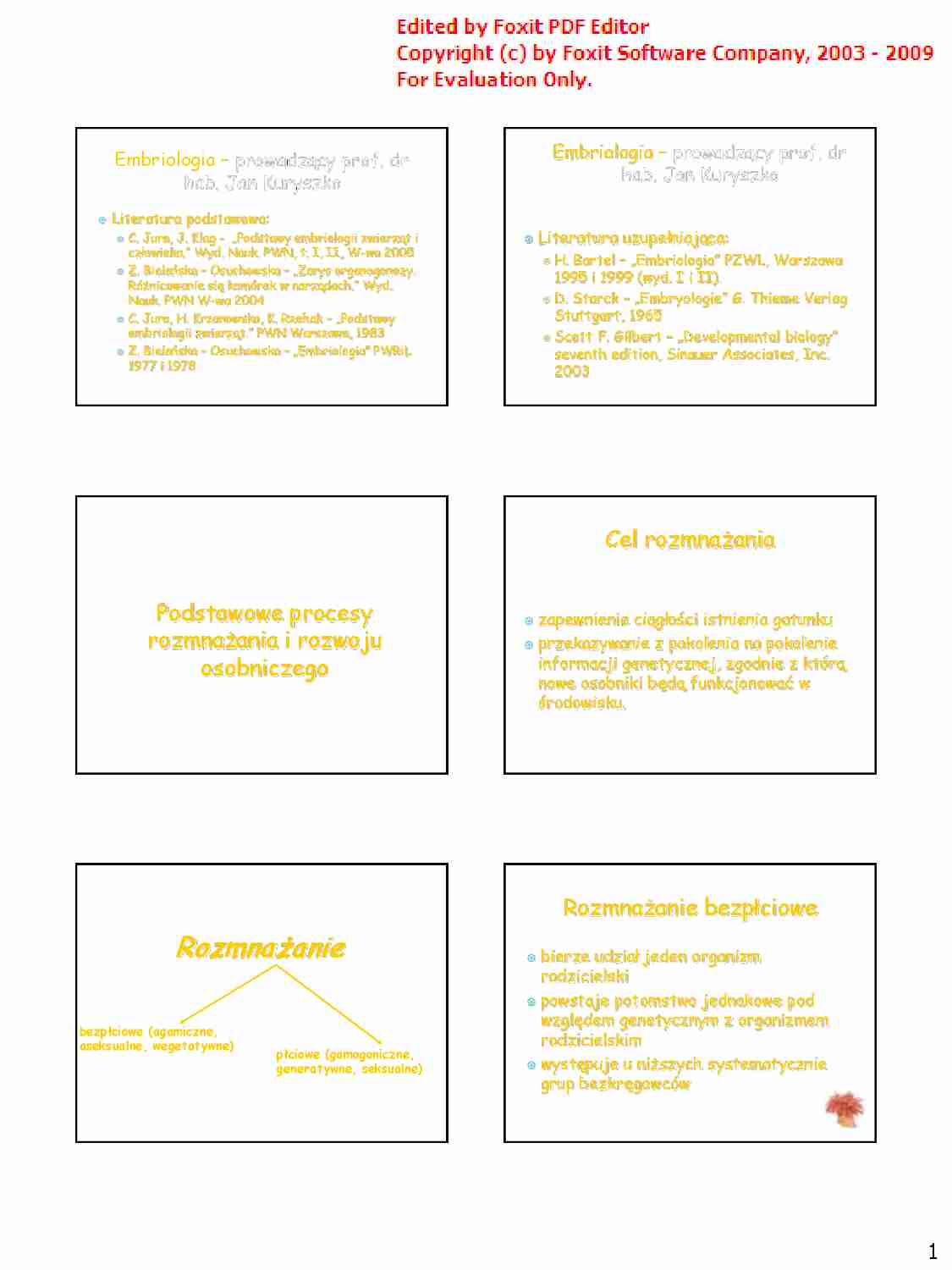 Wykład wprowadzający z embriologii - strona 1