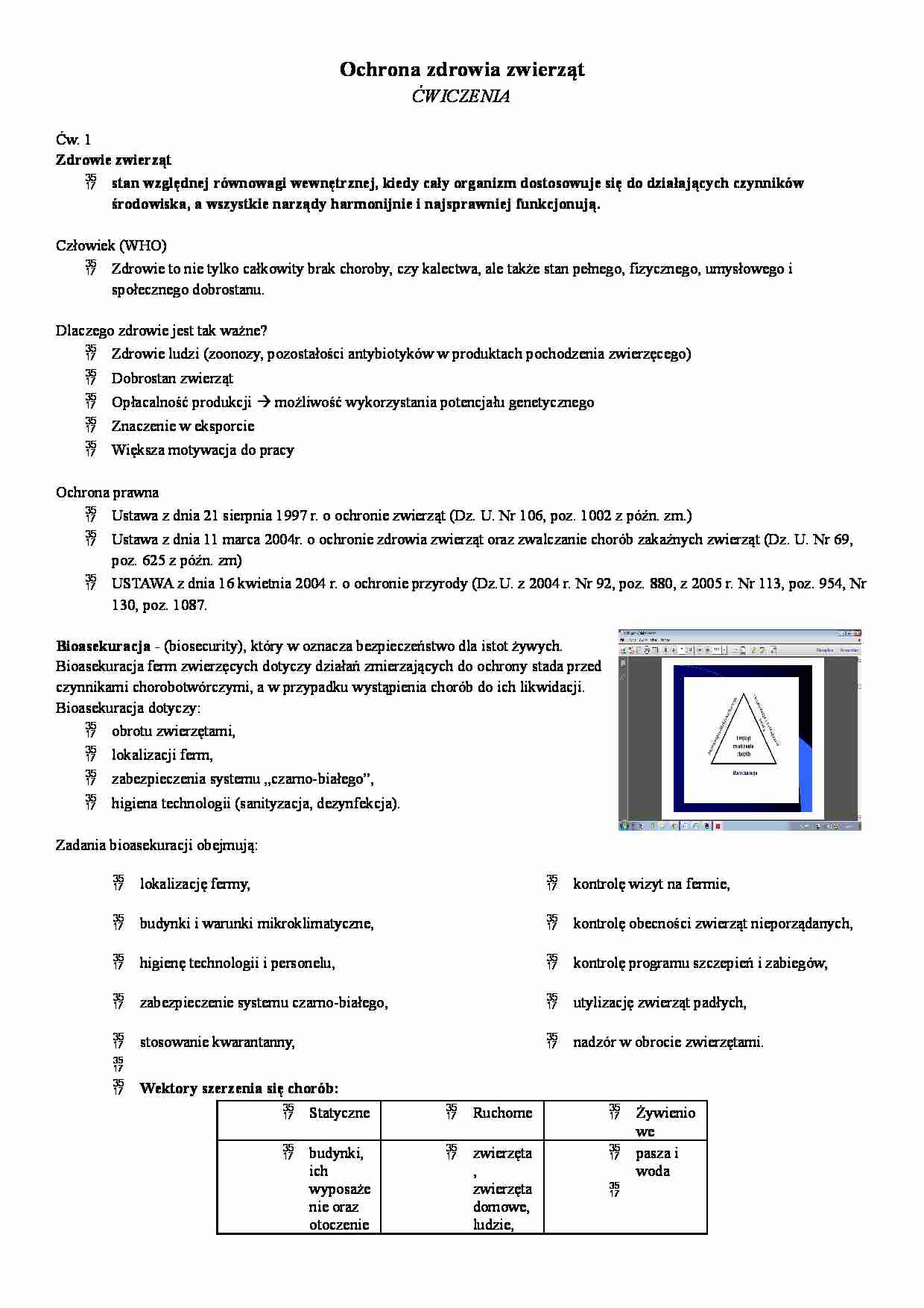 Ochrona zdrowia zwierząt - ćwiczenia: sprawozdanie - strona 1