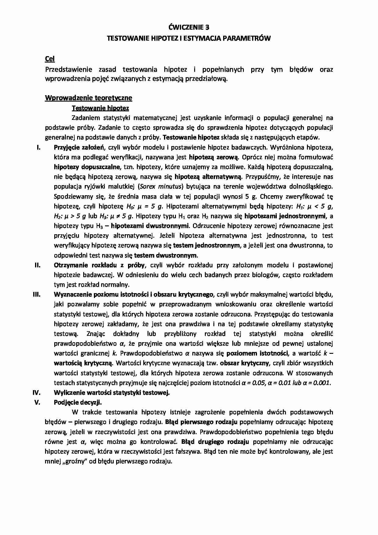 Wprowadzenie do statystki - ćwiczenie 3 - strona 1