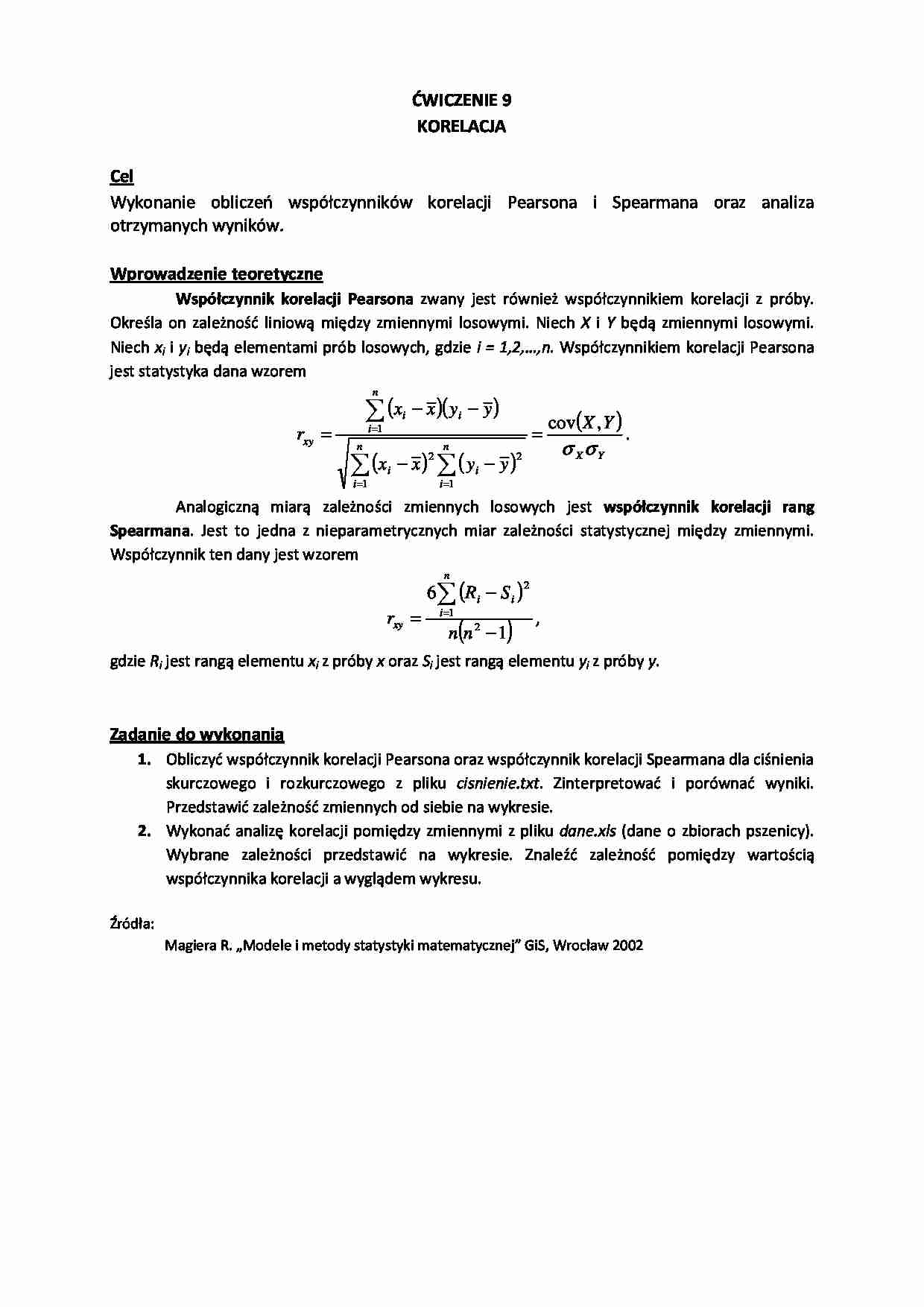 Wprowadzenie do statystyki - ćwiczenie 9 - strona 1
