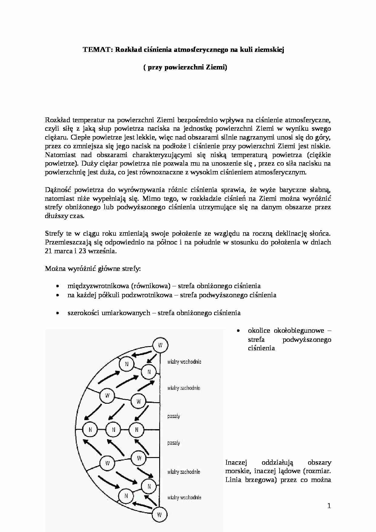 Rozkład ciśnienia atmosferycznego na kuli ziemskiej - strona 1