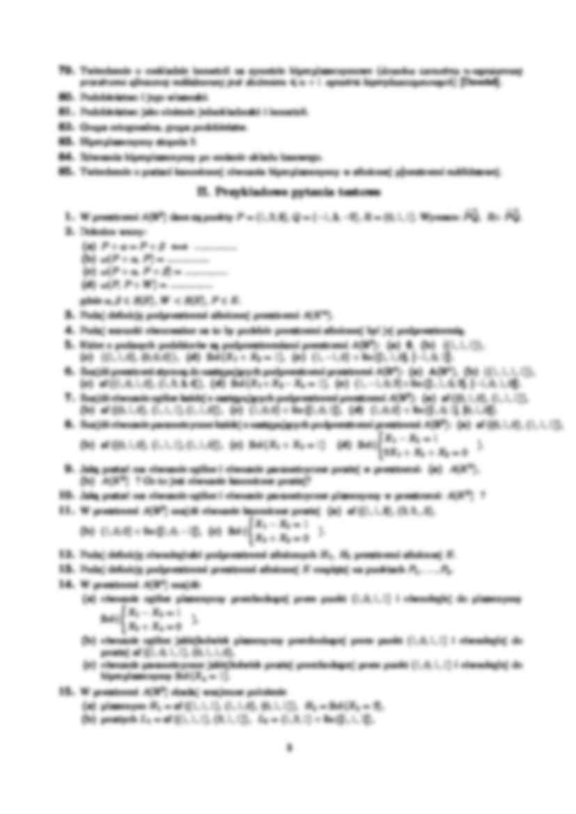 Geografia analityczna - zagadnienia i przykładowe pytania - strona 3