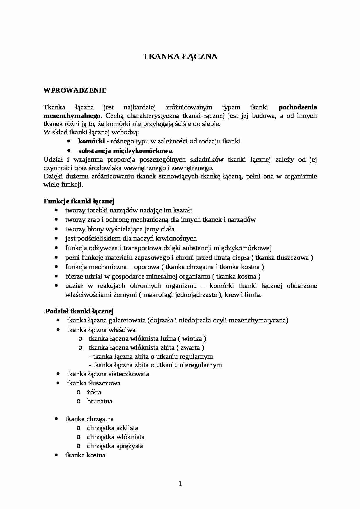 Histologia - tkanka łączna - strona 1