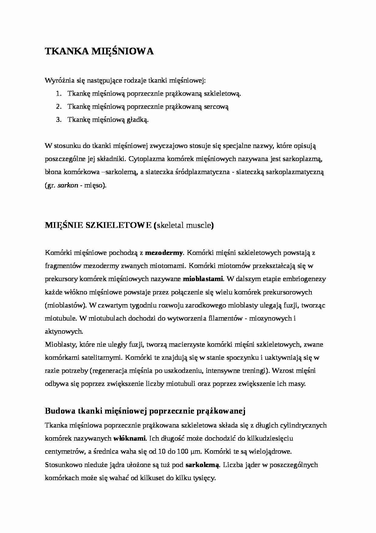Histologia - tkanka mięśniowa  - strona 1