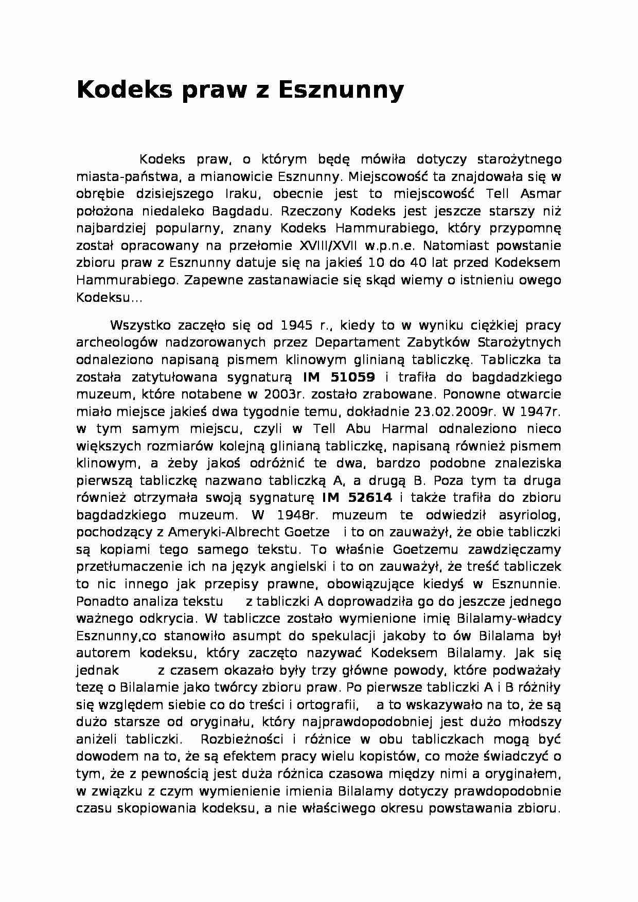 Kodeks praw z Esznunny - strona 1