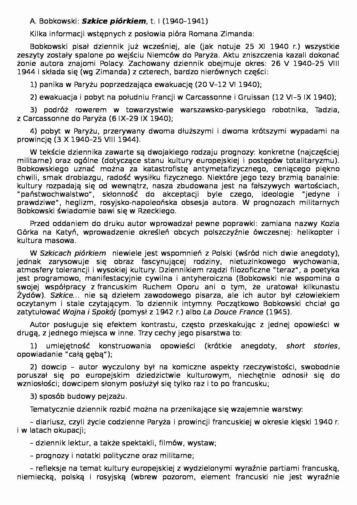 Historia literatury - Bobkowski - strona 1