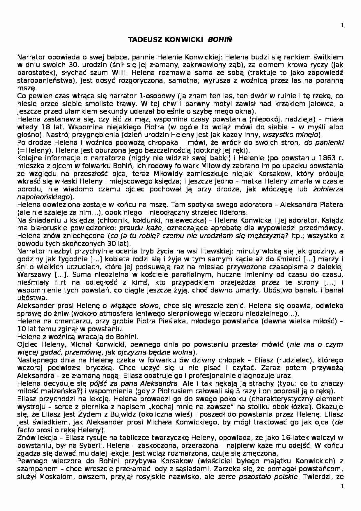 Tadeusz Konwicki - Bohiń - strona 1