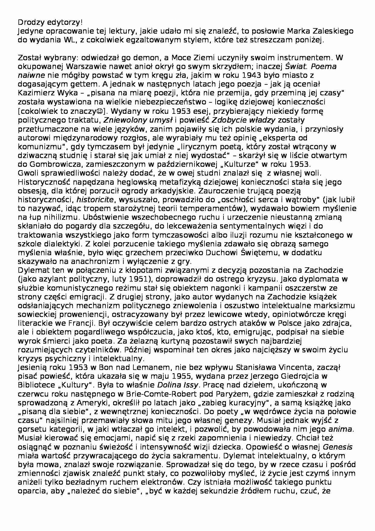 Historia literatury - Dolina Issy - strona 1
