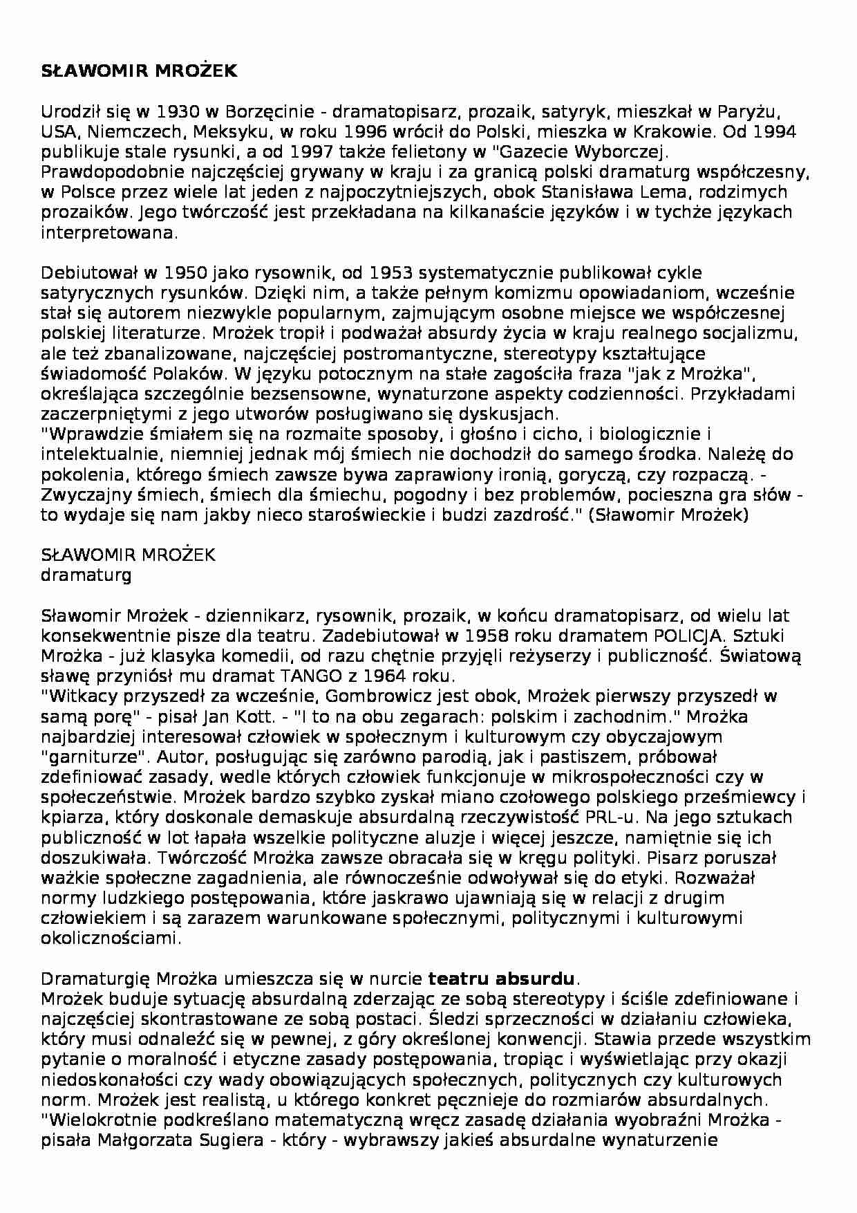 Na pełnym morzu i inne Mrożka - strona 1
