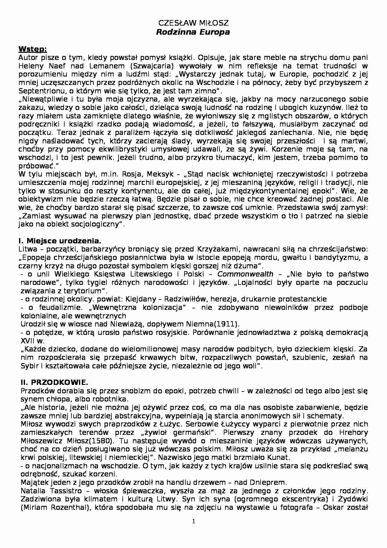 Historia literatury - Rodzinna Europa - strona 1