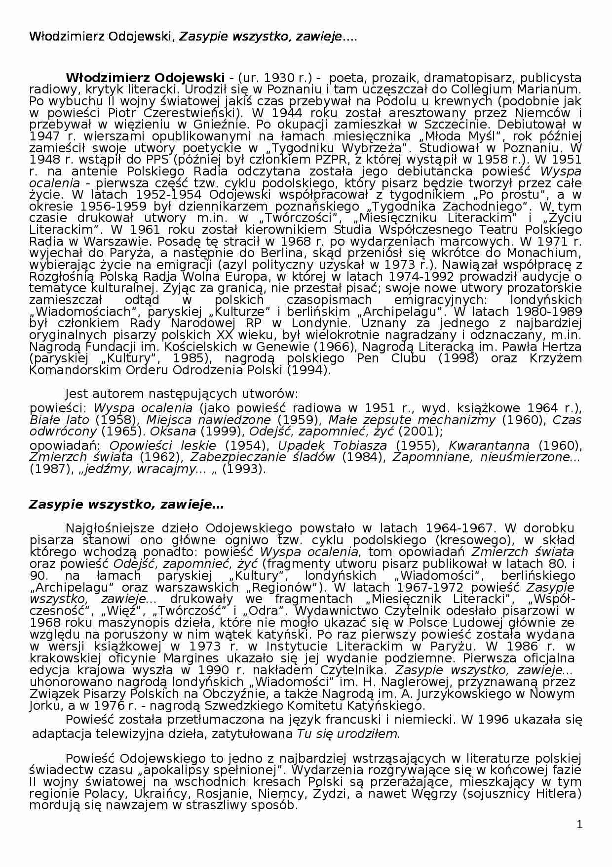 Zasypie wszystko, zawieje - strona 1