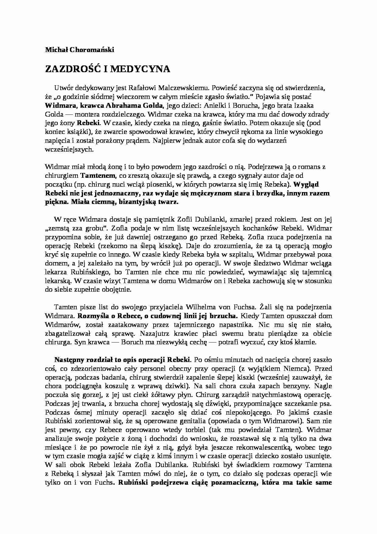Historia literatury - zazdrość i medycyna - strona 1