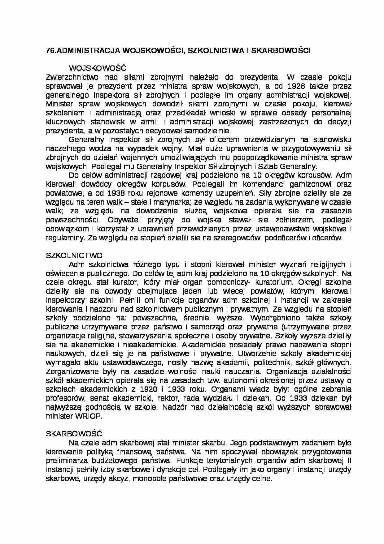 Administracja wojskowości, szkolnictwa i skarbowości - strona 1