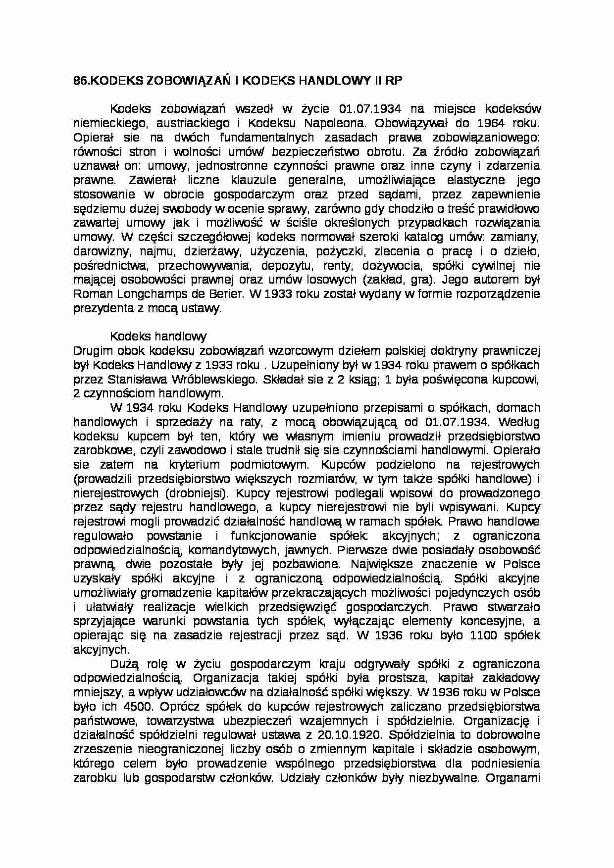 Kodeks zobowiązań i handlowy - strona 1